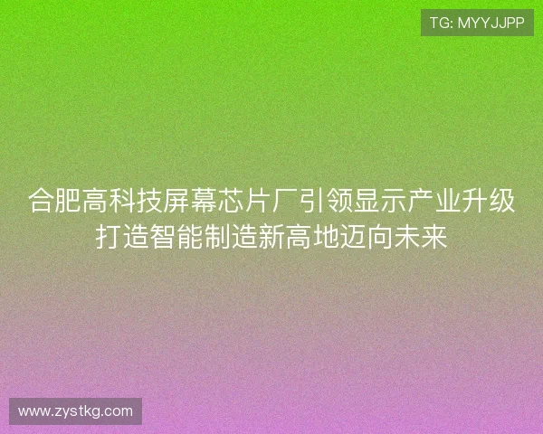 合肥高科技屏幕芯片厂引领显示产业升级打造智能制造新高地迈向未来